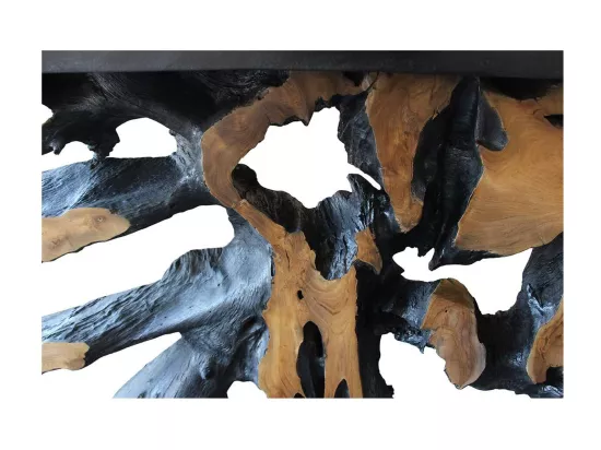 Console racine de teck contour bois noir ARIZONA