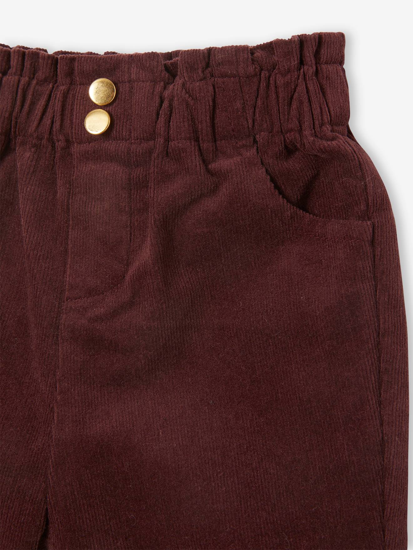 Calças de bebê lisas de veludo vermelho escuro