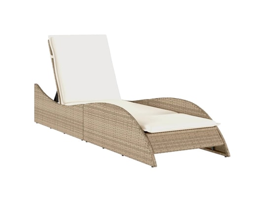 VIDAXL - Bain de soleil Chaise longue avec coussin beige 60x205x73 cm résine tressée
