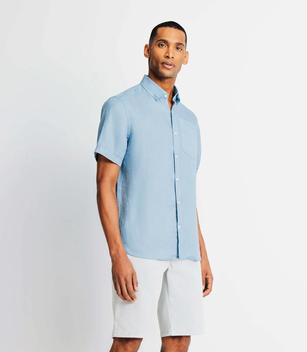 Chemise casual en lin indigo
