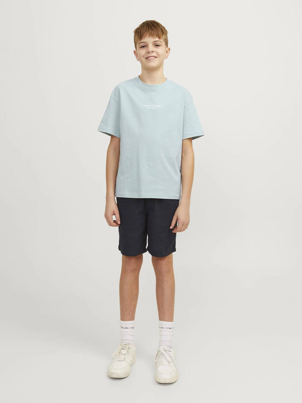 JACK & JONES T-shirt KORVESTERBRO met tekst lichtblauw