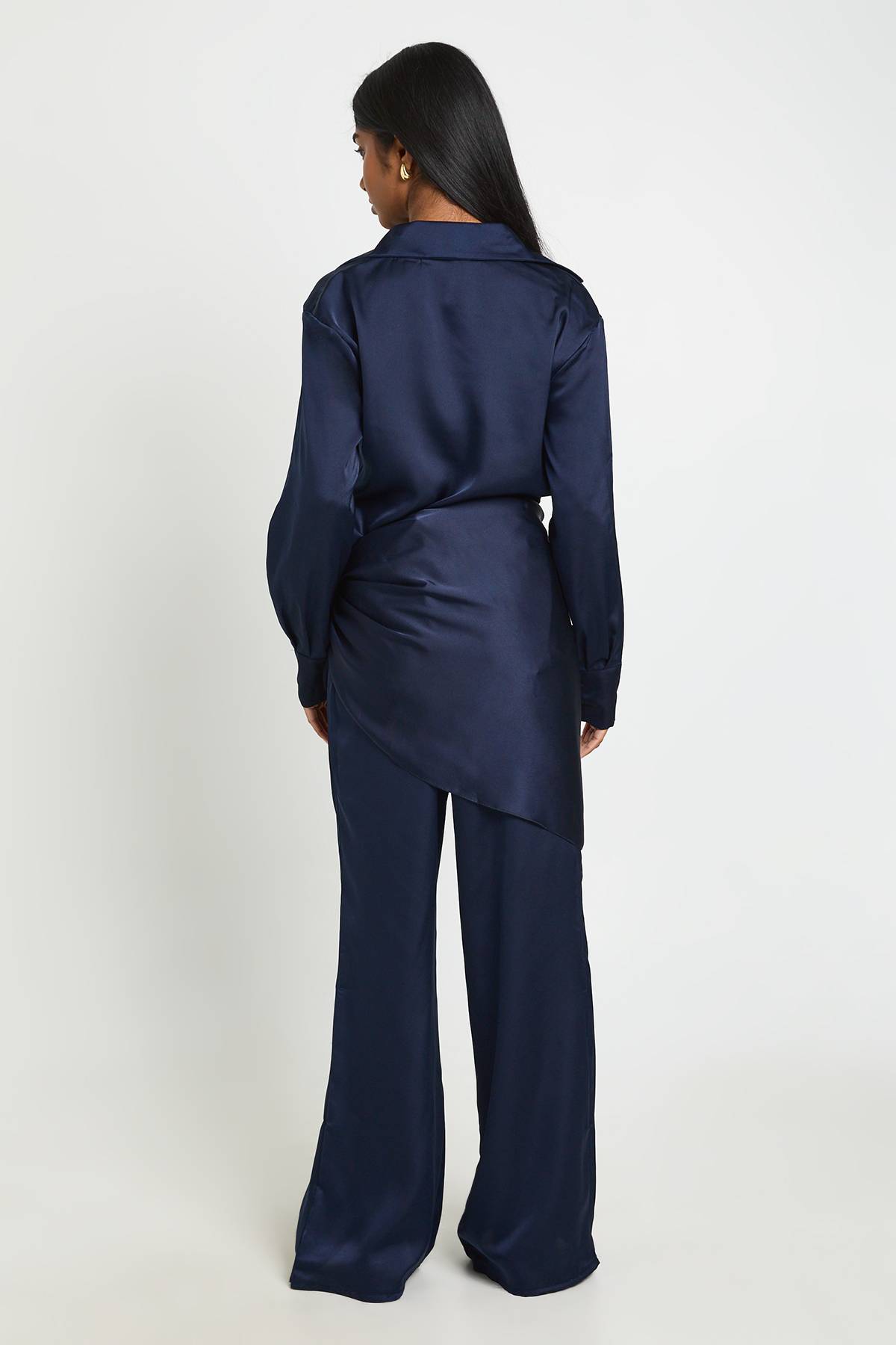 boohoo Ensemble Coordonné Chemise Et Pantalon En Satin Avec Taille Nouée