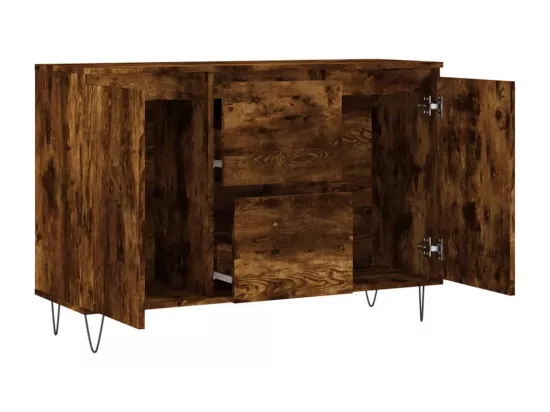 Buffet chêne fumé 104x35x70 cm bois d'ingénierie