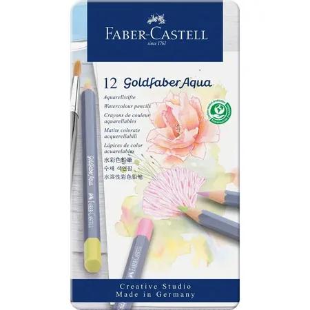 Faber-Castell Goldfaber Aqua Aquarellstift, 12er Metalletui, Pastelltöne