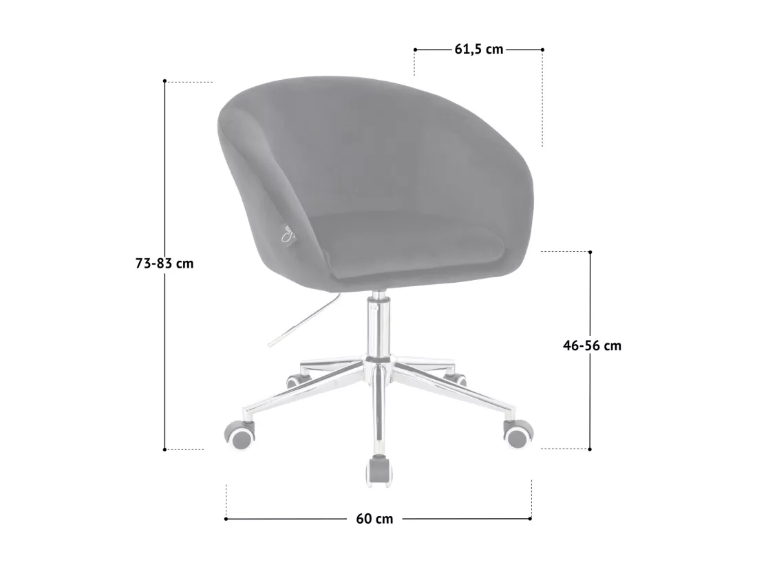 SVITA LOUISA chaise de bureau avec revêtement en velours noir, hauteur réglable