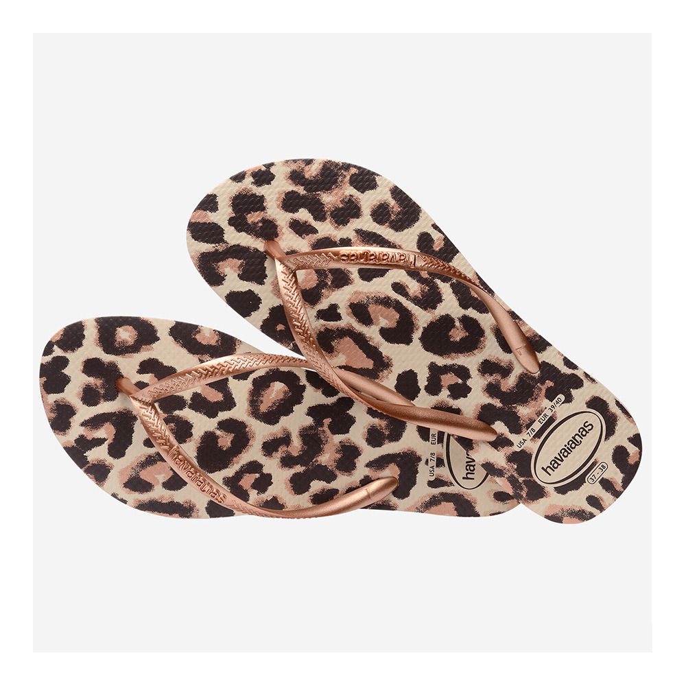 Havaianas SLIM ANIMALS - Tongs Femme beige/rose gold/dark brown