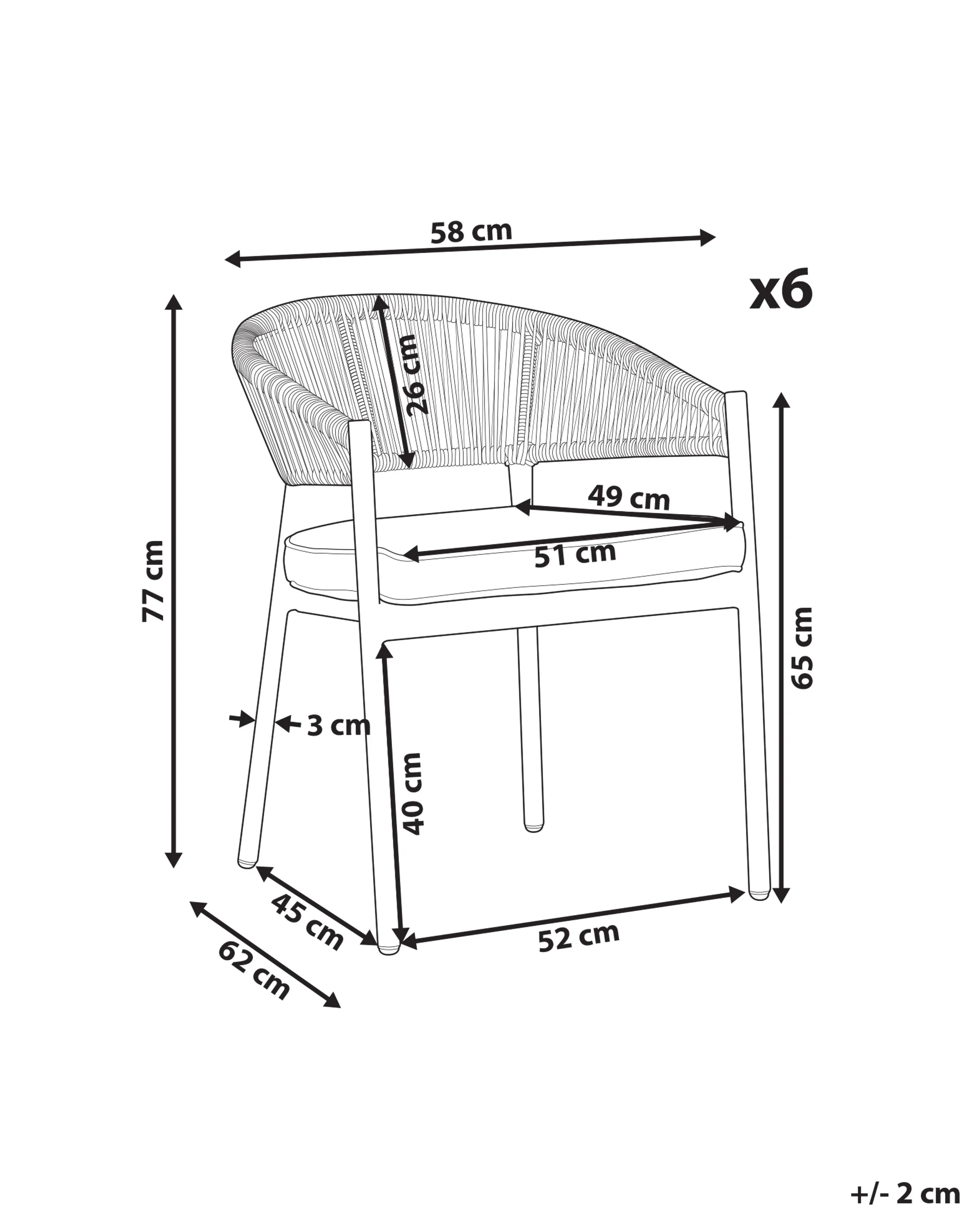 Set van 6 stoelen met zitkussen FLAVIA Metaal Wit