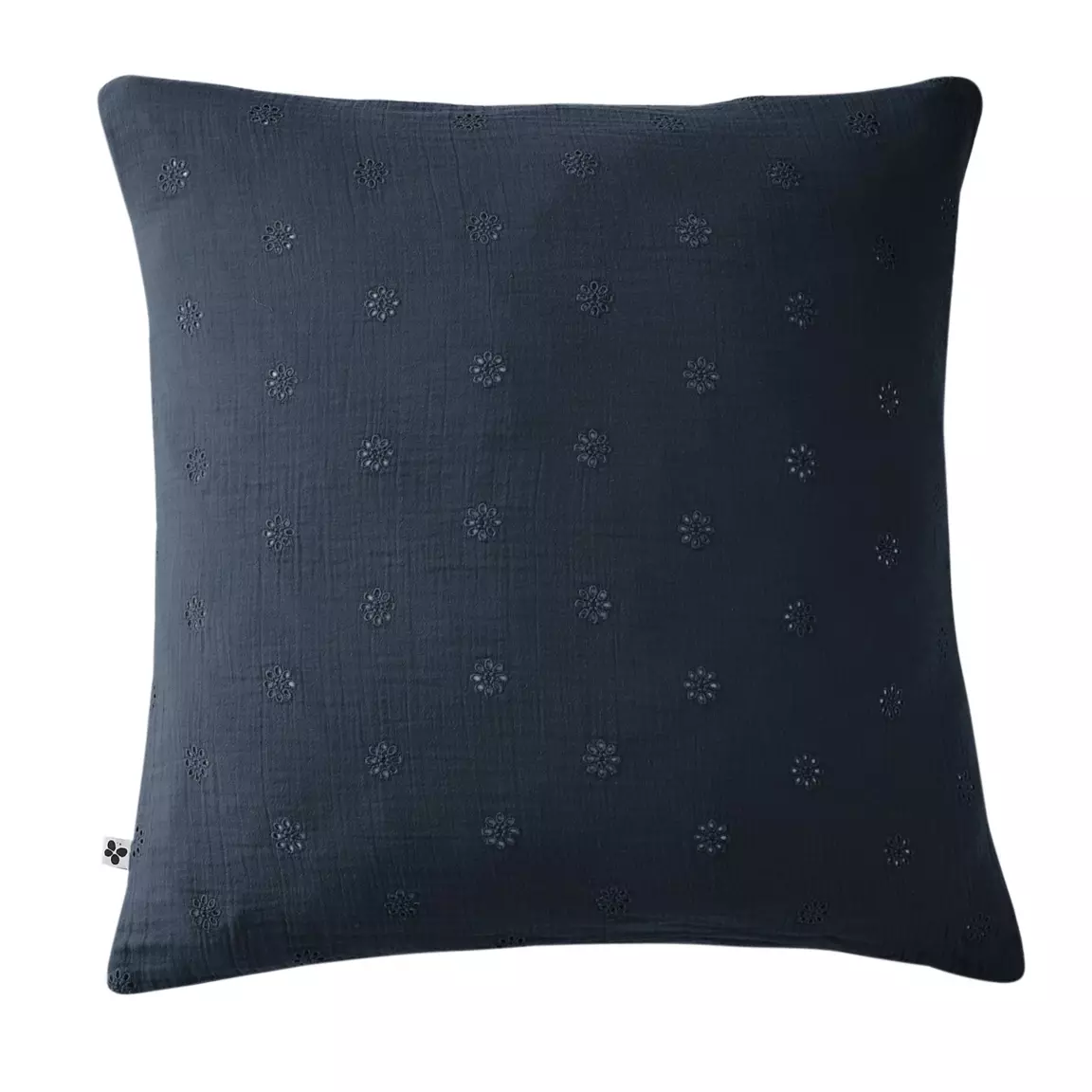 Taie d'oreiller carrée gaze de coton (60 x 60 cm) Gaïa Boho Bleu nuit