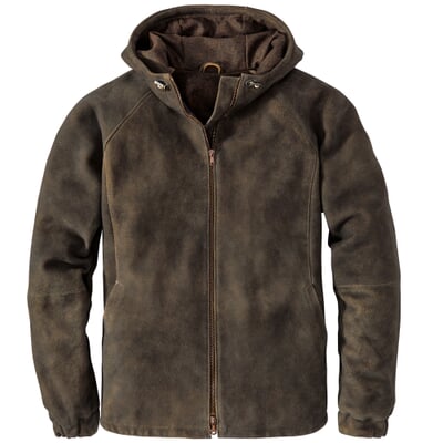 Herren-Kapuzenjacke Bockvelours, Braun
