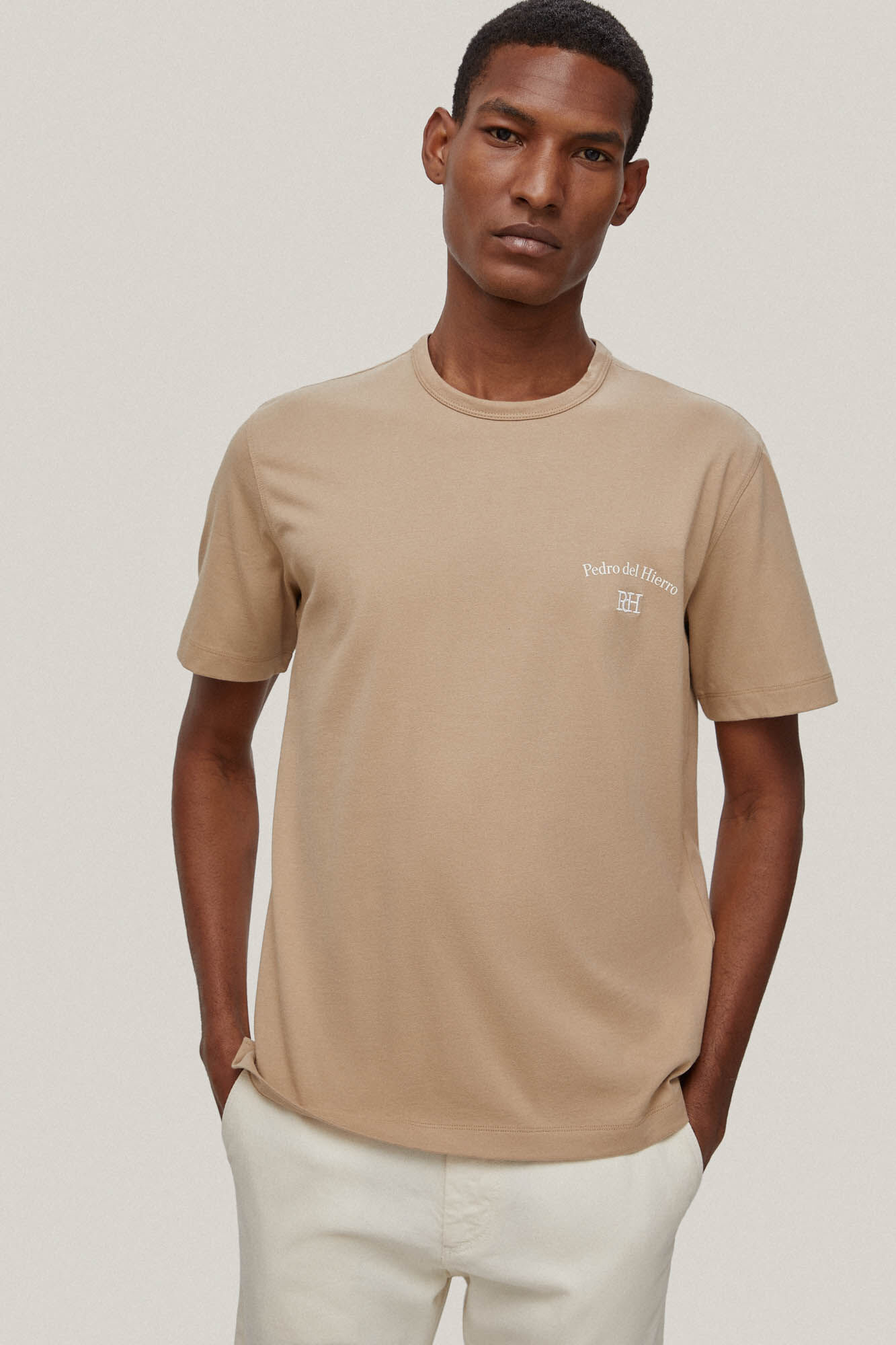 Camiseta com logo - Bege