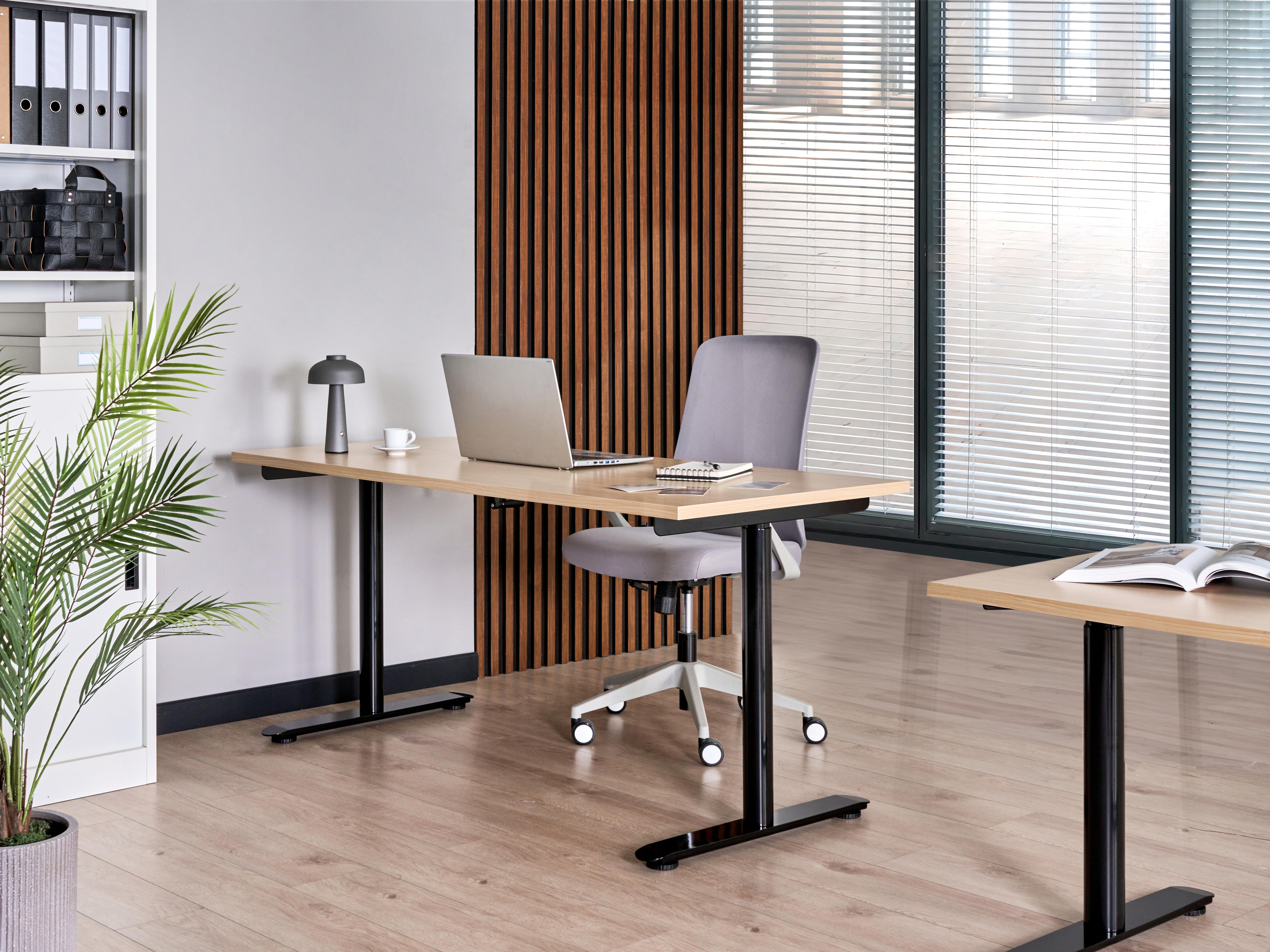 Handmatig verstelbaar sta-bureau DESTINAS Zwart/lichtbruin 160 cm 72 cm