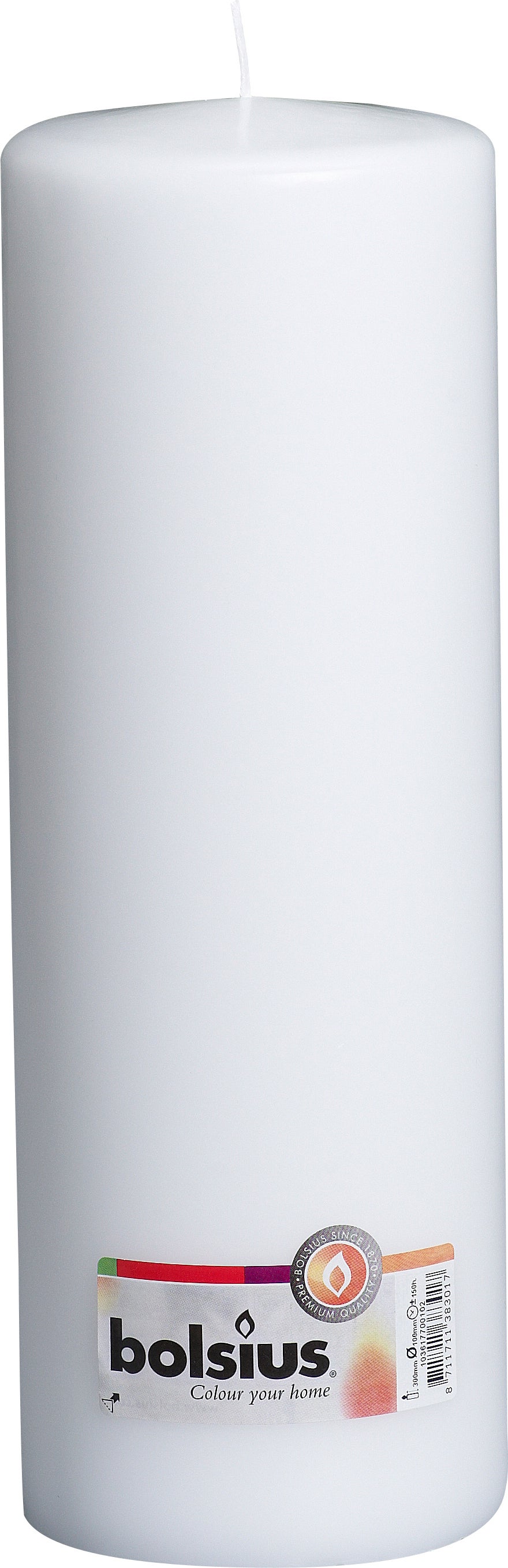 Bolsius stompkaars Rustiek wit 175 uur D 9,8 x H 30 cm