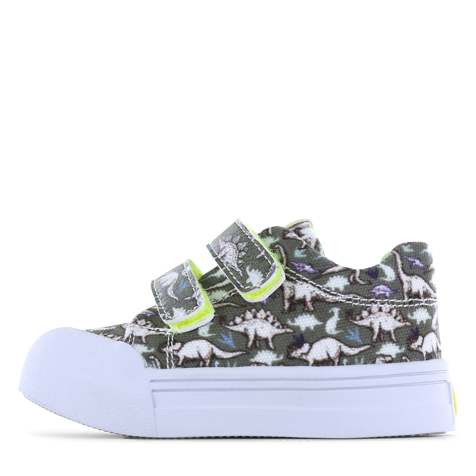 Go Banana‘s sneaker klittenband - Green Dino Canvas | Jongens schoenen