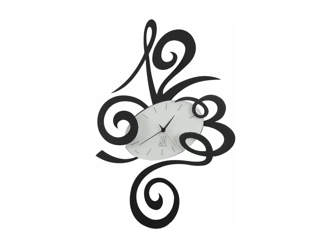 Robin Horloge Murale Moderne Noire Fabriquée en Italie en Acier, d. 45 cm, Silencieuse, Style Minimal pour Maison et Bureau