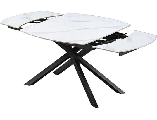 CONCEPT1 - Table Ethan 120/180 x 88 x75 blanc pieds noirs