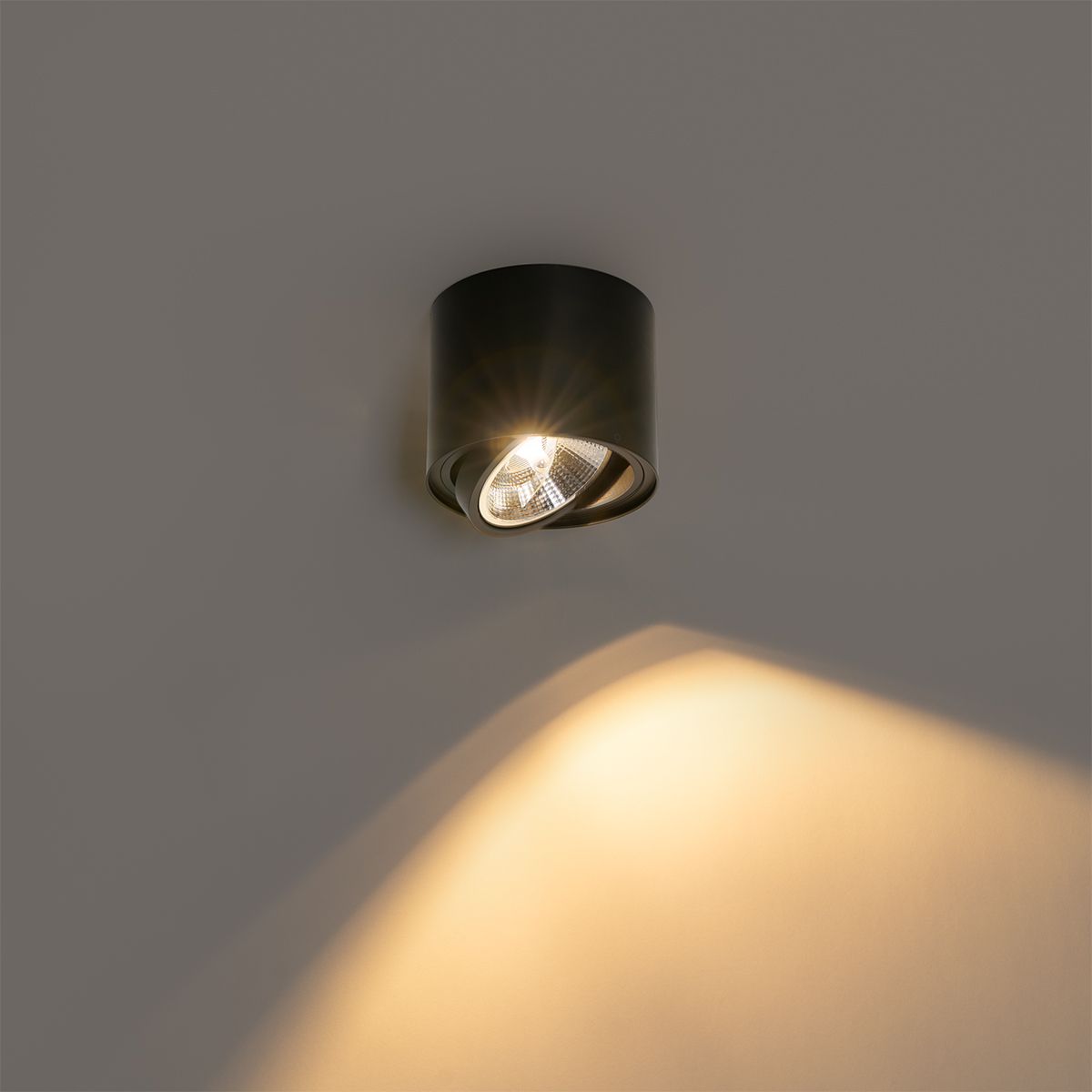 Smart plafondspot zwart draai- en kantelbaar incl. Wifi GU10 111mm - Rondoo Up