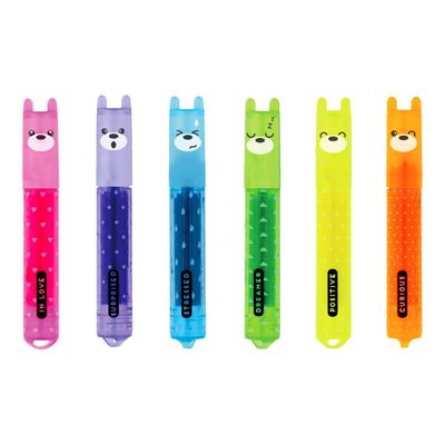 Legami Teddy's Mood - Pack de 6 mini surligneurs - bleu, vert, jaune, orange, rose, pourpre