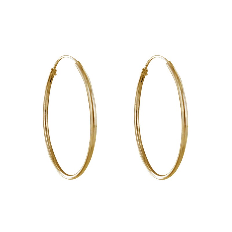 Boucles d'Oreilles Plaqué Or Fines Créoles 3cm