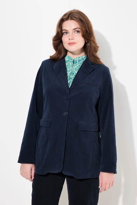 Cord-Blazer, Reverskragen, Knopfverschluss, tailliert