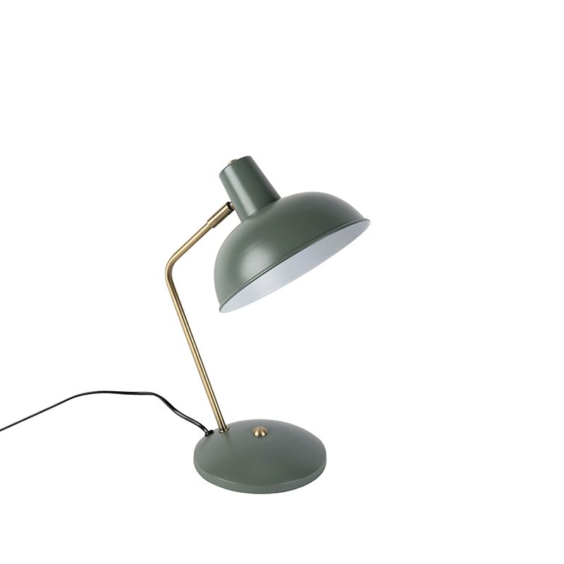 Retro tafellamp groen met brons - Milou