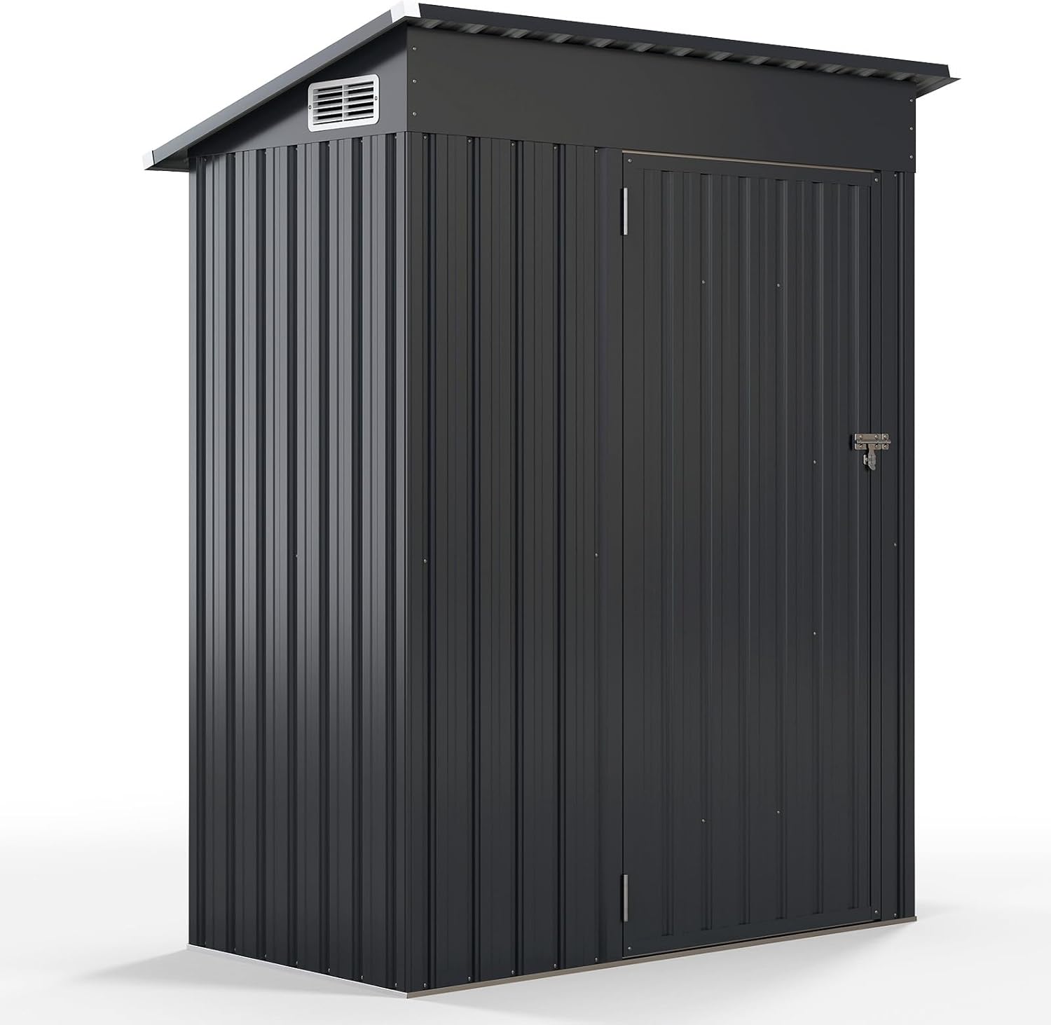COSTWAY Gartenhaus Metall, 150 x 90,5 x 185 cm | 1,5 m³, Gerätehaus mit Pultdach & Tür, Geräteschuppen abschließbar, Gartenhütte Gartenschuppen, Garten Schuppen Outdoor (Dunkelgrau)