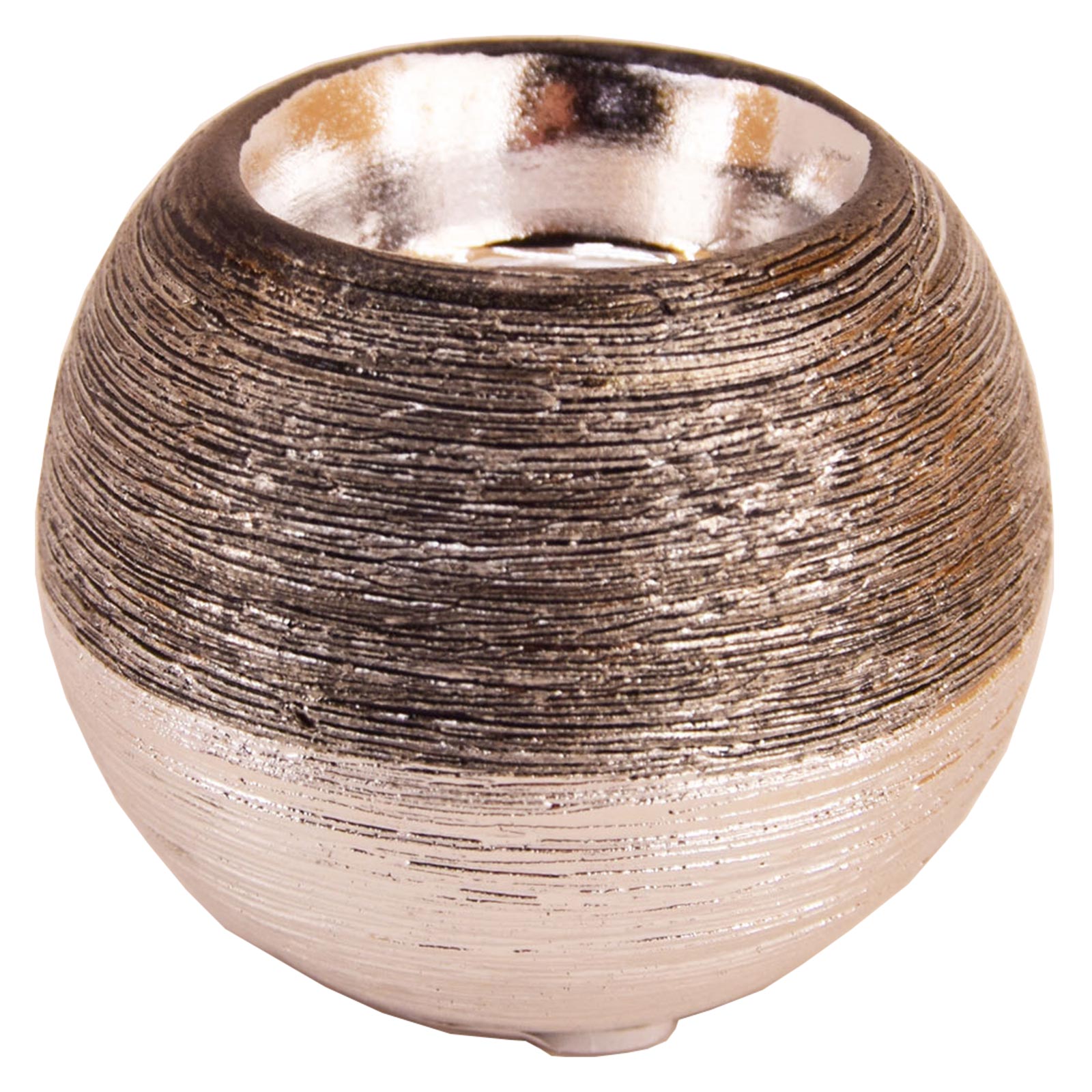 Teelichthalter - kupfer-silber - Kugel