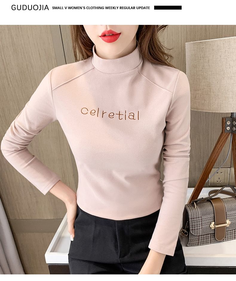 Enpheriado - T-shirt met lange mouwen, nephals en geborduurde letters, gevoerd met fleece