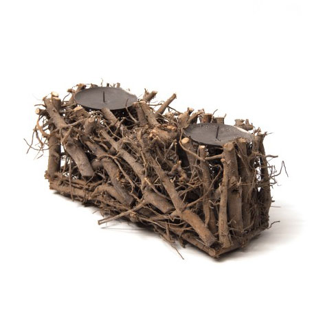 Kerzenhalter 'Vogelnest', aus Zweigen und Eisen, B 35 cm, L 10 cm, H 15 cm von fischer's lagerhaus