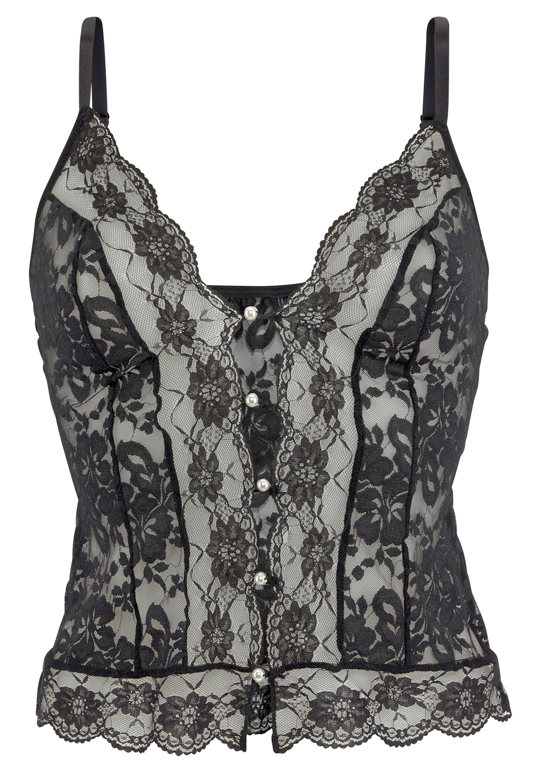 petite fleur gold Spitzentop in schwarz