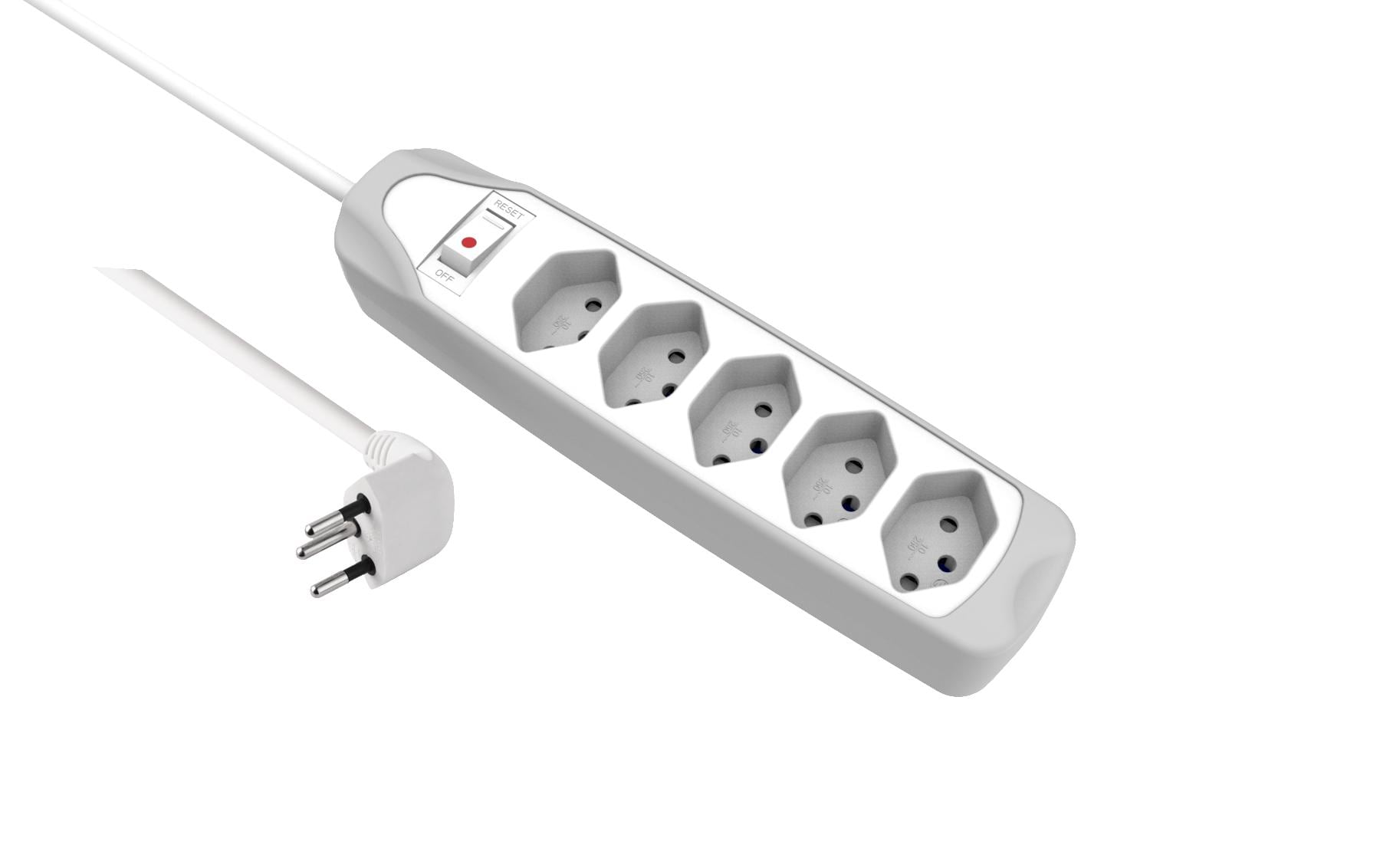Steckdosenleiste 5x T13 Weiss / GrauSteckdosenleiste, Weiss / Grau