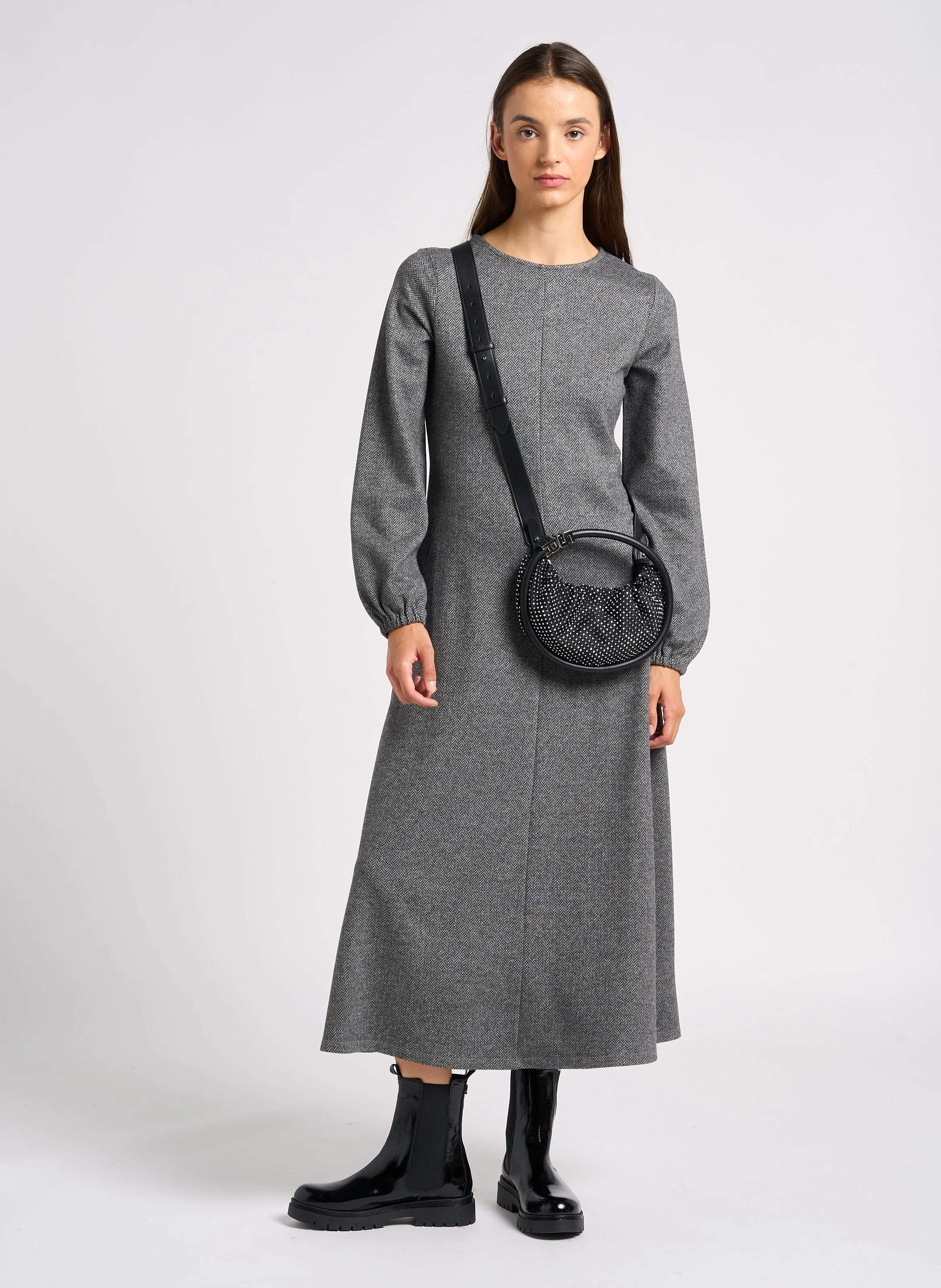 Sac à main rond à strass | Noir