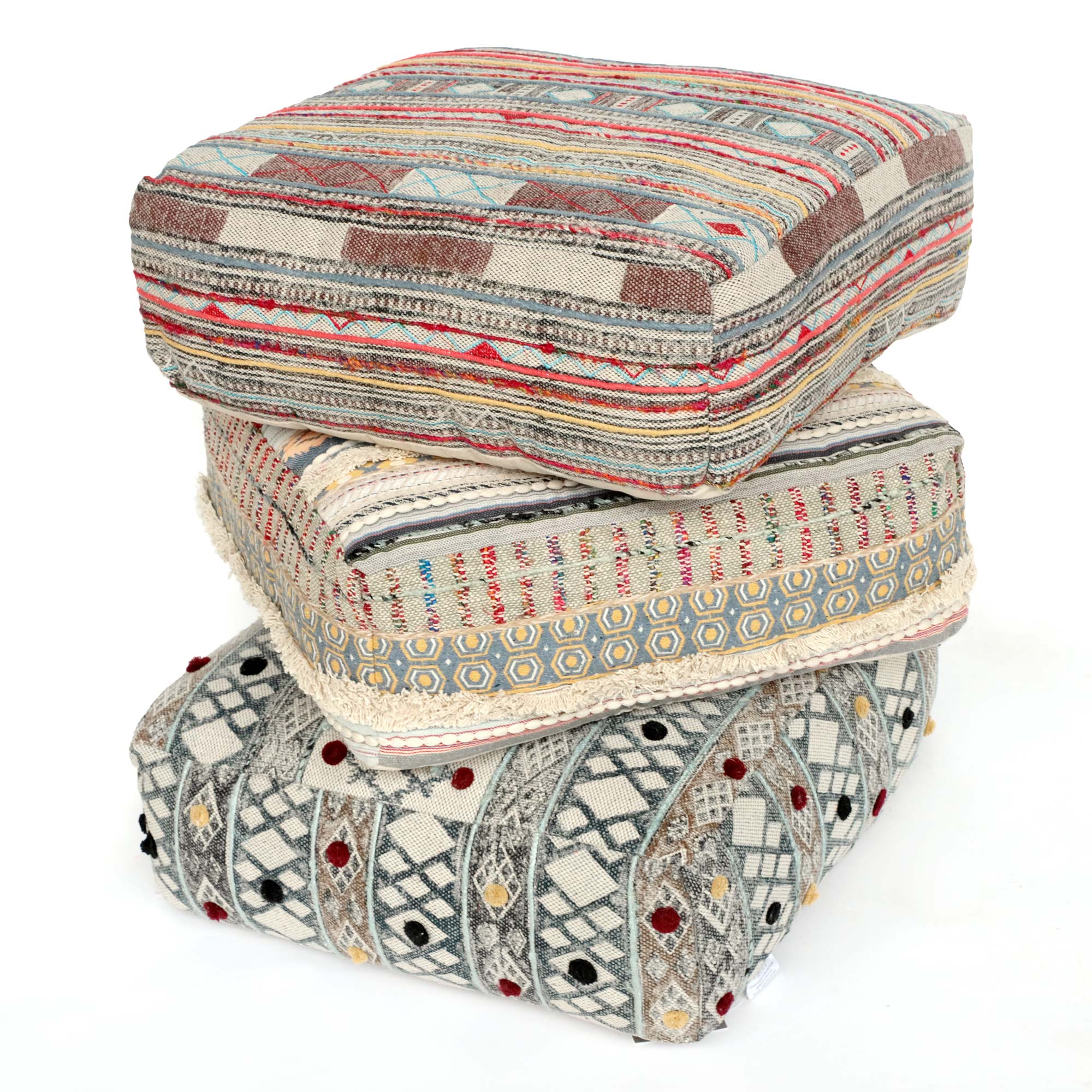 Pouf 'Bajni', multicolor, T 60 cm, B 60 cm, H 20 cm von fischer's lagerhaus