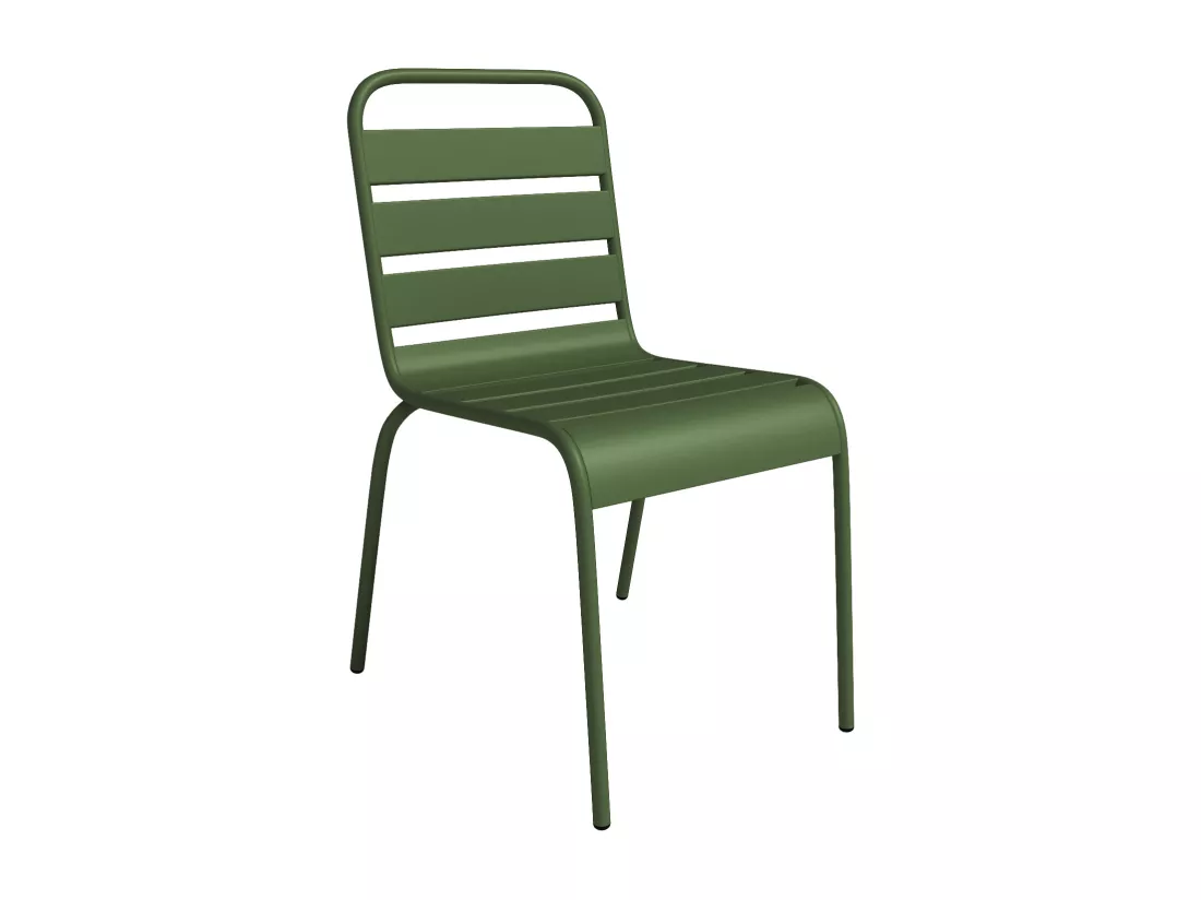 Lot de 2 chaises de jardin empilables en métal - Kaki - MIRMANDE de MYLIA