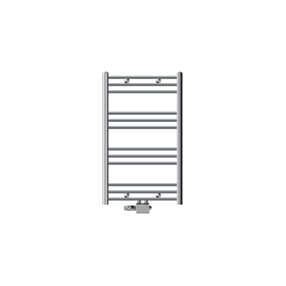 LuxeBath Sahara badkamerradiator, 600x800 mm, chroom, gebogen met middenaansluiting, inclusief aansluitset met thermostaat, universeel hoek- en doorloopmodel, badkamerradiator, handdoekwarmer, handdoekdroger