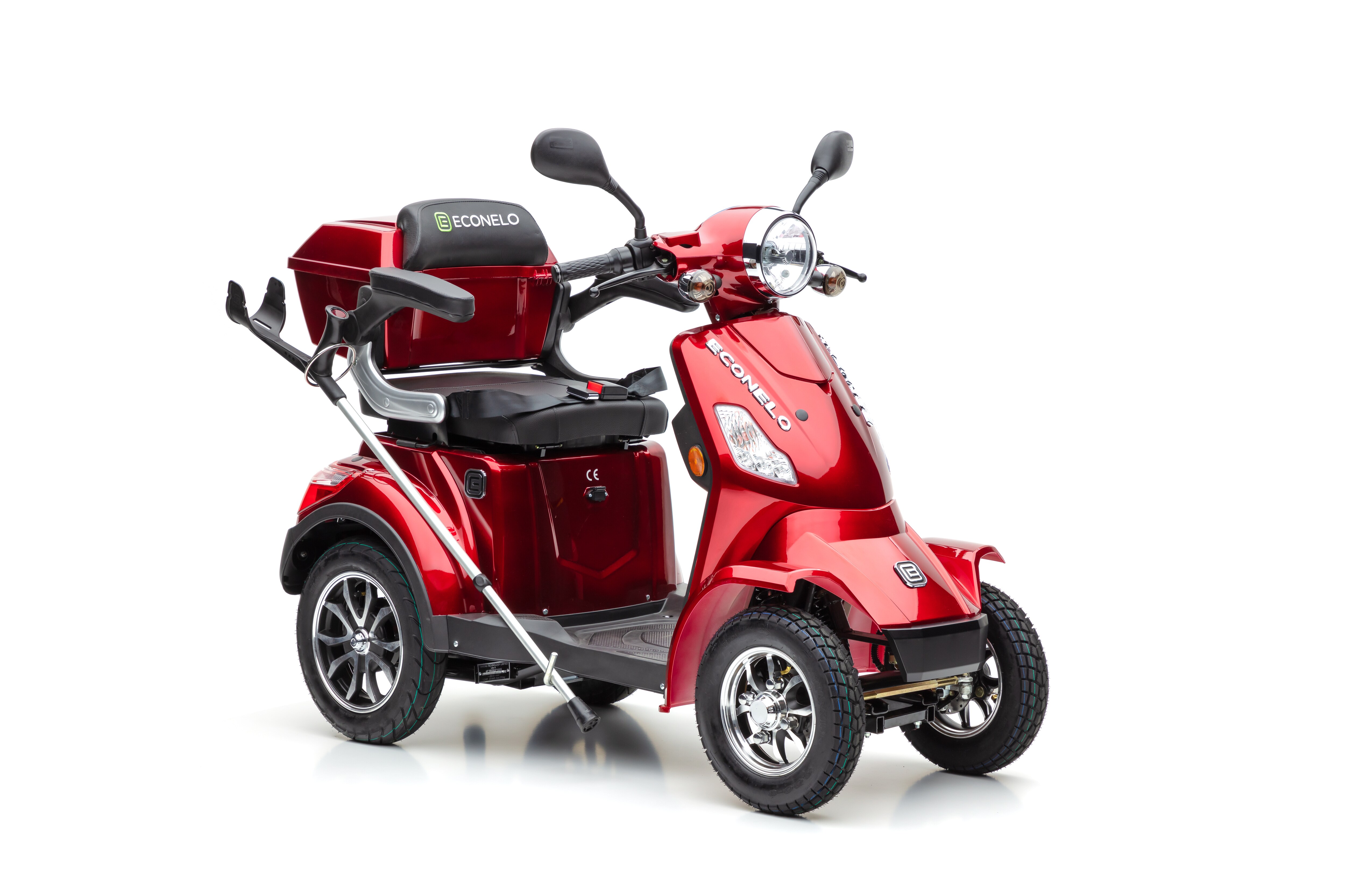 ECONELO J 4000 Vierrad-Elektroroller, bordeaux mit herausnehmbarem Lithium Akku