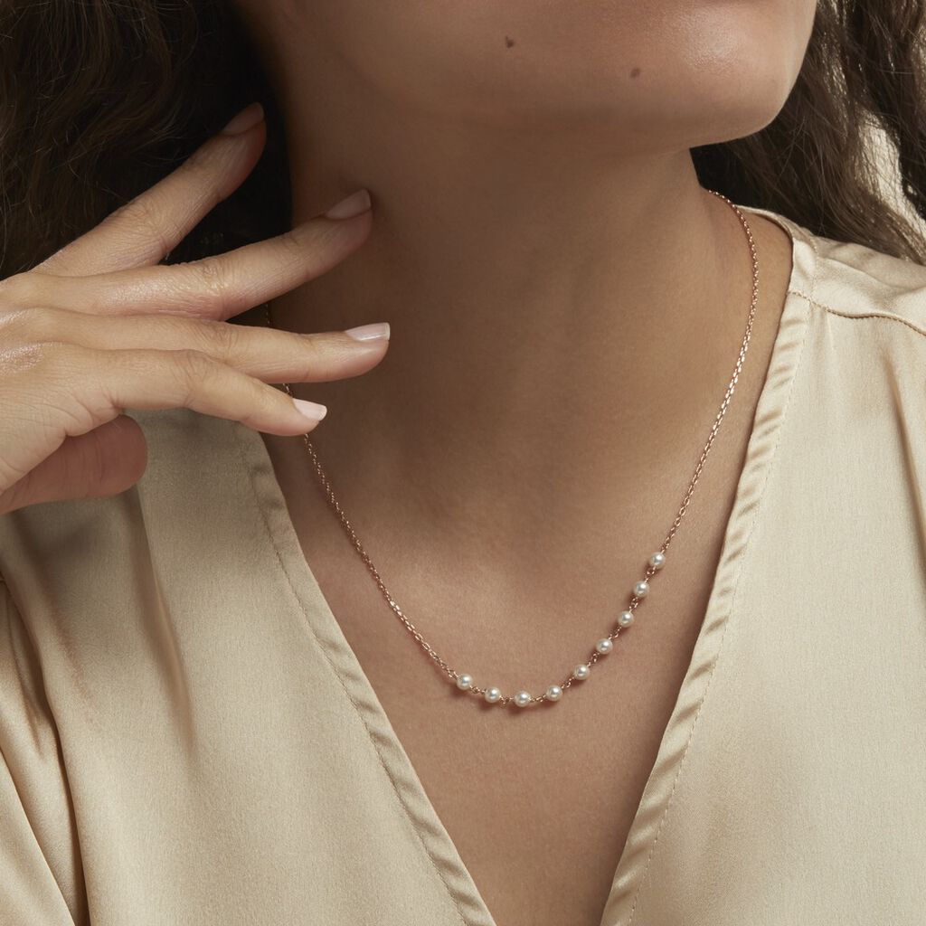 Collier Plaqué Or Jaune Aglaya Perles D'imitation