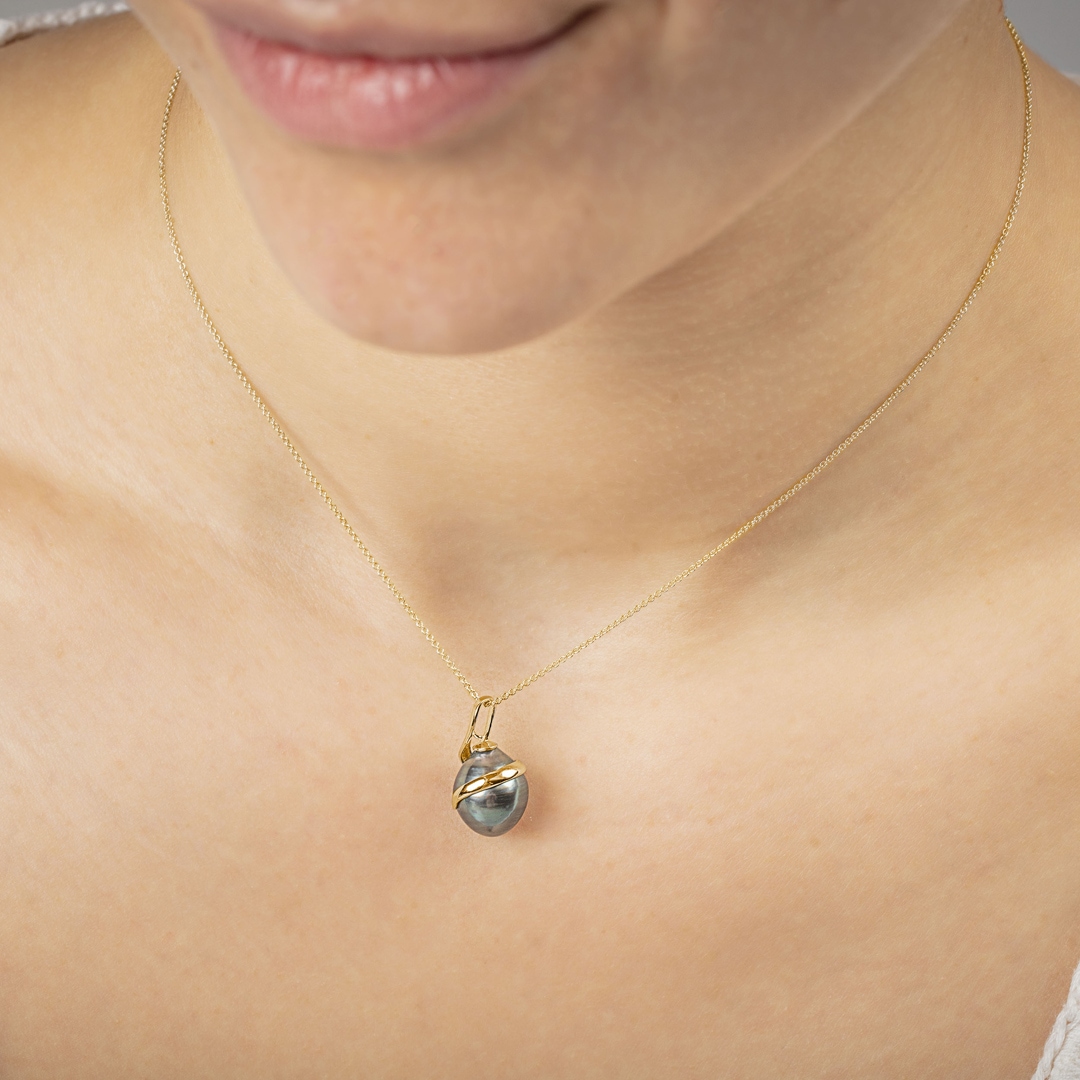 Anhänger 750/18 K Gelbgold mit Tahiti-Kulturperle Ø 10mm