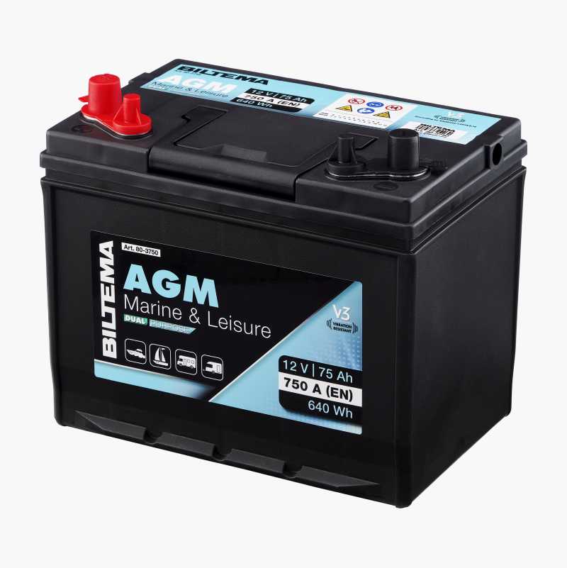 Marin- og fritidsbatteri, 12 V, 75 Ah