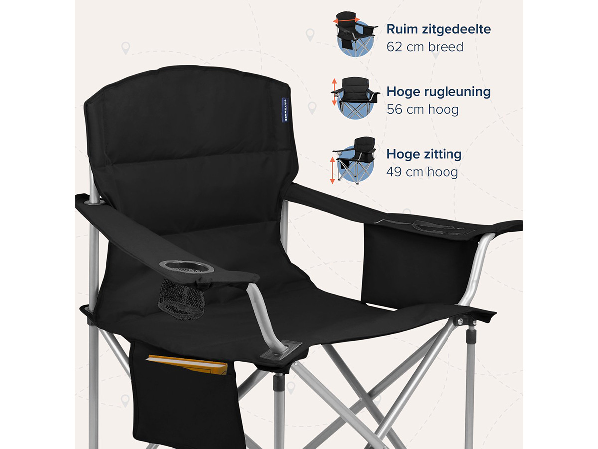 TRVLMORE set van 2 XL vouwstoelen - Black