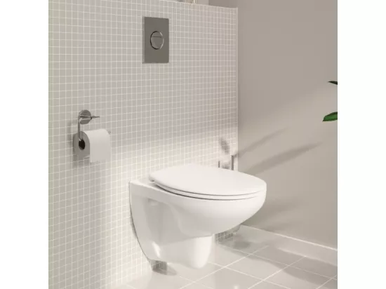 Pack WC suspendu sans bride GROHE Bau Cerami avec bâti support Rapid SL Project et plaque de commande Start blanc