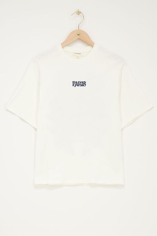Wit T-shirt Paris met bloemen