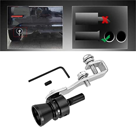 (Gr. M) Aluminium Auto Auspuff Pfeife Endrohr Fake Turbo Sound - Schwarz