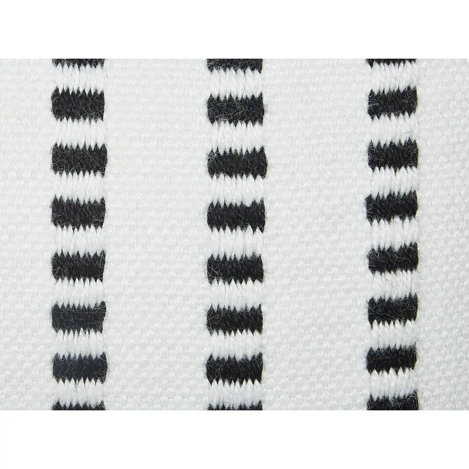 GAJAN - Buitenpoef - Zwart/Wit - 50 x 50 x 30 cm - Synthetisch
