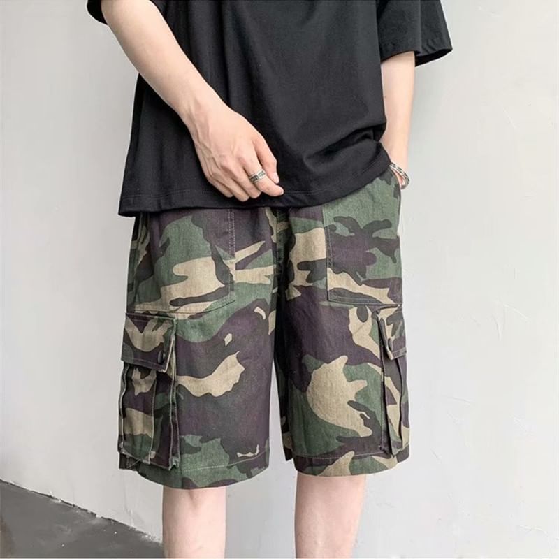 Capbrew - Camouflage Cargo Shorts met Middelhoge Taille