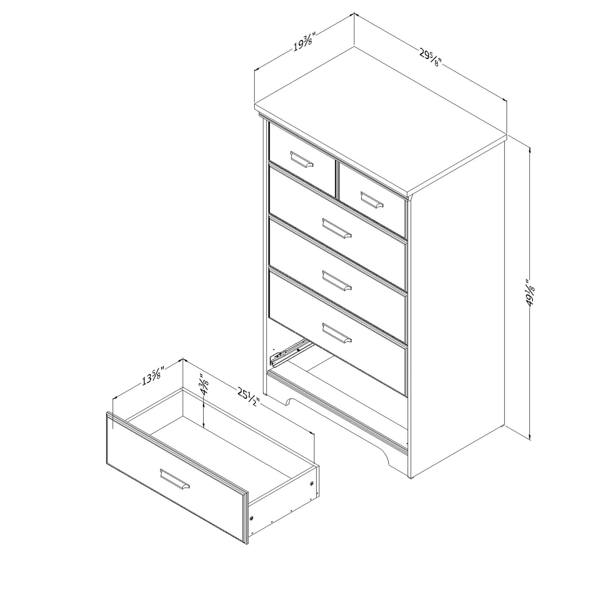 South Shore Commode 5 Tiroirs - Versa Chêne Vieilli