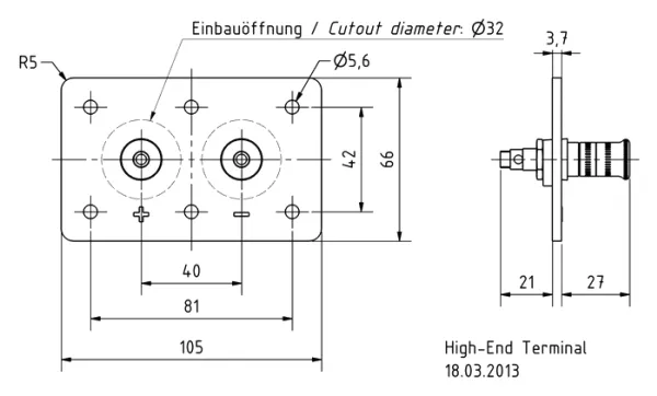 Visaton High-End Terminal, Sort, Guld, Rød, Hvid, 10 mm², 1,5 mm², 200 A, 660 mm, 1 stk