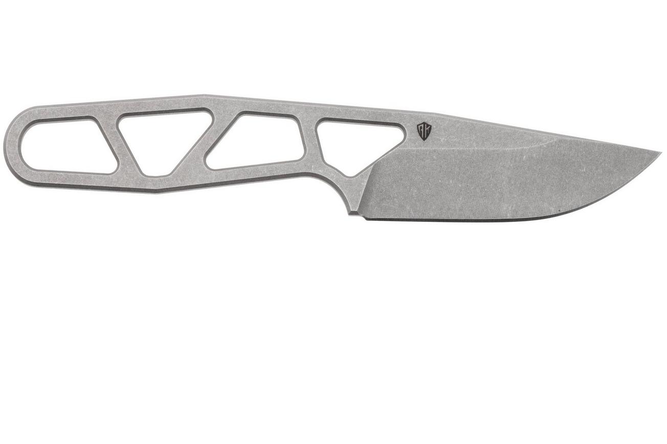Daily Customs Small AK2 P10015838, Stonewashed M390 Droppoint, vaststaand mes, Alex Kremer design