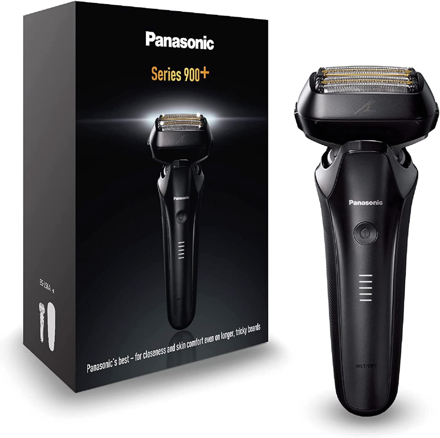 Panasonic ES-LS6A-K803 Nass- und Trockenrasierer mit 6 Klingen für Männer, kabelloser Premium-Rasierer, reaktionsschneller Bartsensor, Klingen aus japanischem Stahl, Multi-Flex-22D-Kopf, Mattschwarz