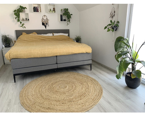 Rond jute vloerkleed, natuurlijke afwerking, Ø 160 cm