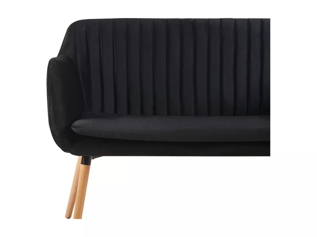 Canapé banquette 2 places en velours noir TABY